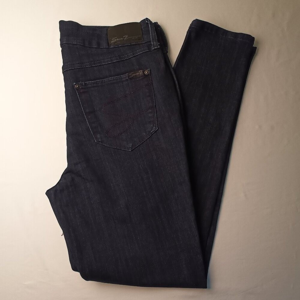 Seven7 Womens Tummyless High Rise Skinny Jeans Size 10 Dark Wash Blue Stretch